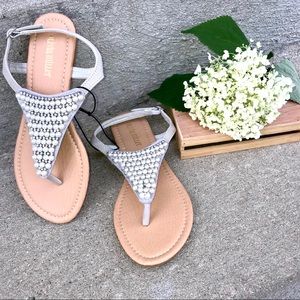 NEW!! OLIVIA MILLER Faux Pearl Thong Sandals